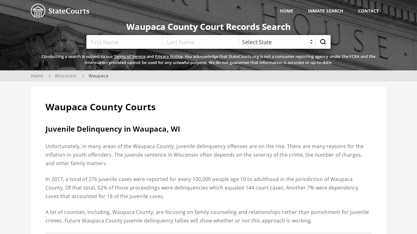 Waupaca County, WI Courts - Records & Cases - StateCourts