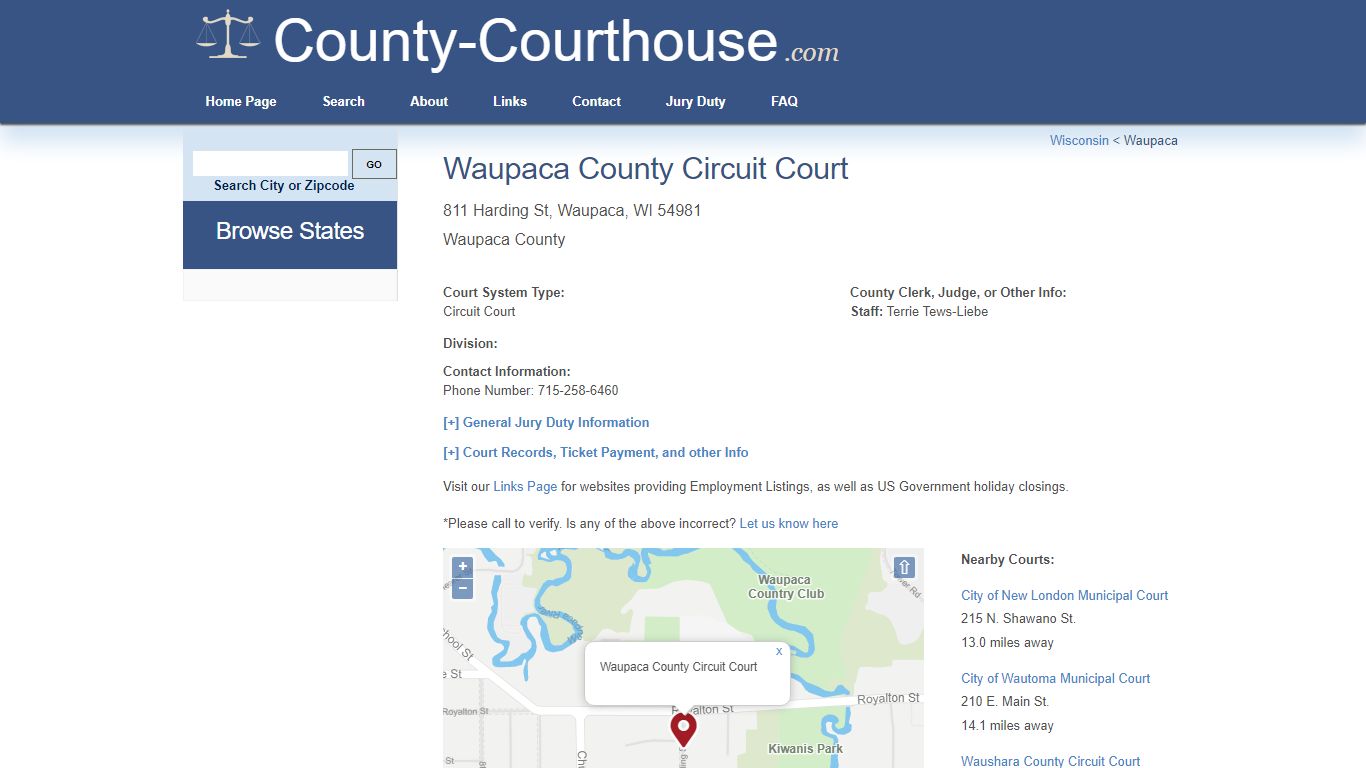 Waupaca County Circuit Court in Waupaca, WI - Court Information