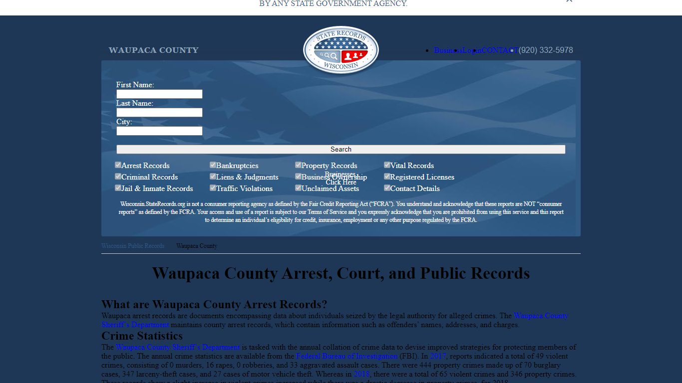 Waupaca County Arrest, Court, and Public Records